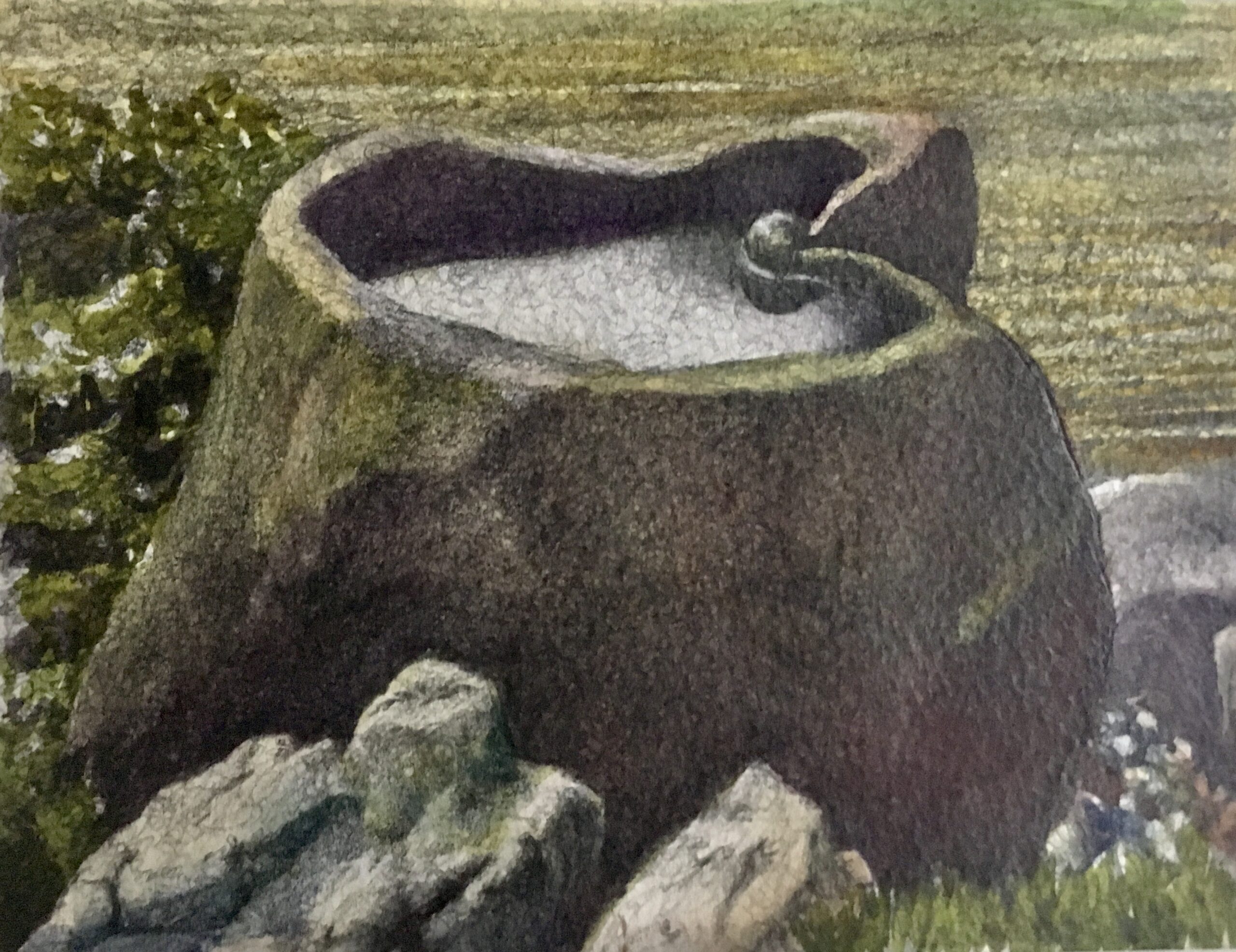 Fontaine 5, mine graphite sur aquarelle - 2019 Fontaine 5, mine graphite sur aquarelle - 2019