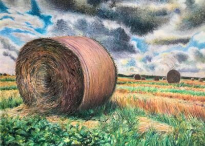 Ballots de paille 2, cire sur aquarelle - 2022