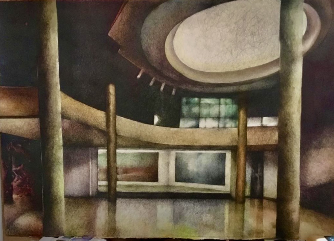 Palais de Tokyo, mine graphite sur aquarelle - 2018 Palais de Tokyo, mine graphite sur aquarelle - 2018
