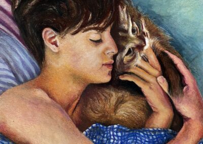 Angelo et Loulou, à deux., aquarelle et cire -2025