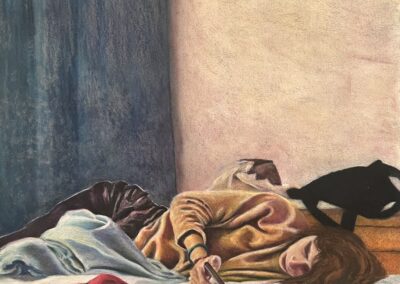 Mona, le repos, cire sur aquarelle -2026