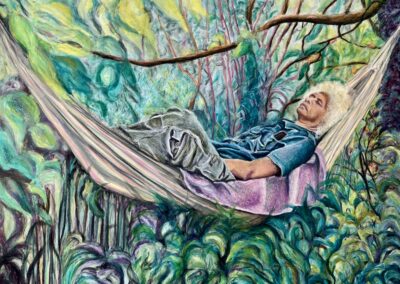 Patrice, dans les bras de Dame Nature, cire sur aquarelle- 2026