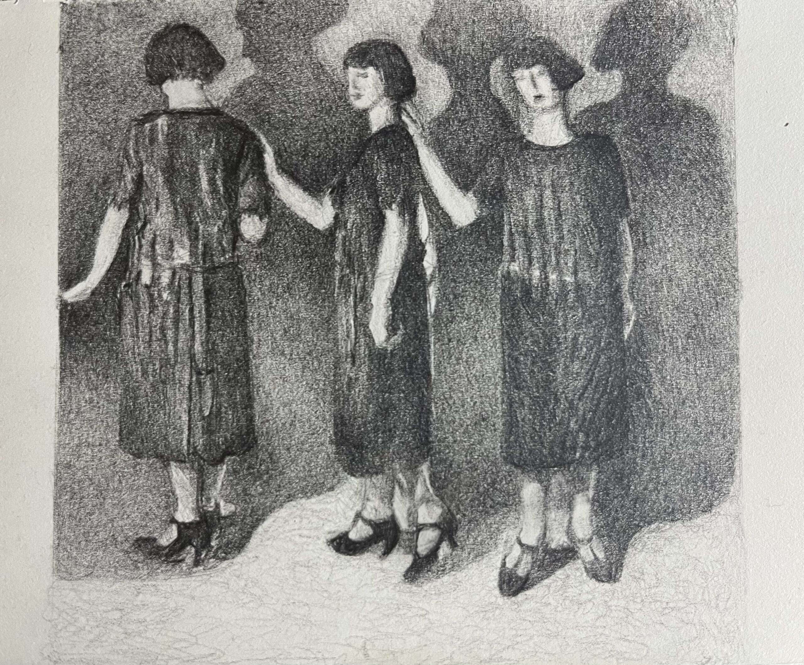 Femmes, allégorie de la caverne, mine graphite - 2025 Femmes, allégorie de la caverne, mine graphite - 2025