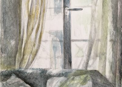 Rideaux, mine graphite sur aquarelle - 2018