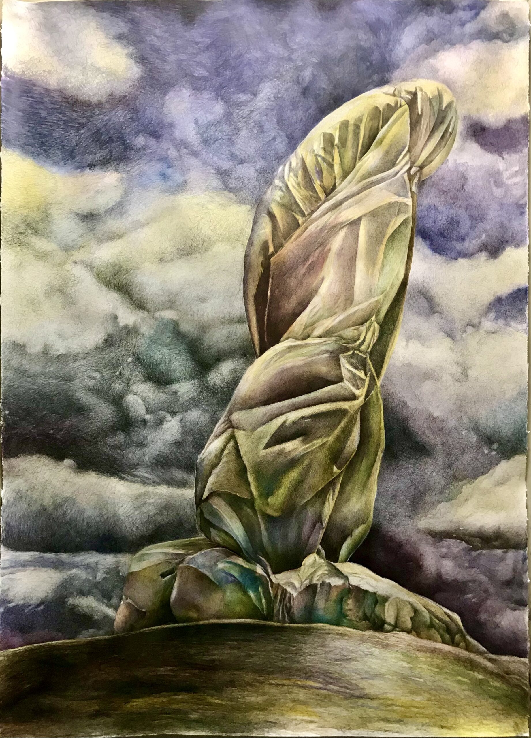 En atendant des jours meilleurs, mine graphite sur aquarelle - 2021 En atendant des jours meilleurs, mine graphite sur aquarelle - 2021